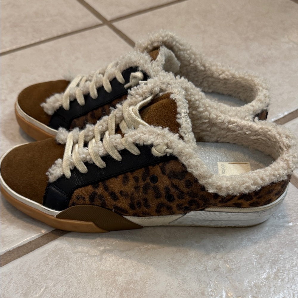 Dolca Vita Leopard Print Faux Fur Lined Sneakers